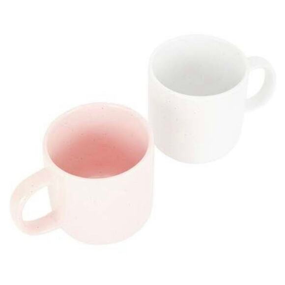 Xo, Sienna Speckled Mugs Set of 2 White and Pink - Picture 1 of 6